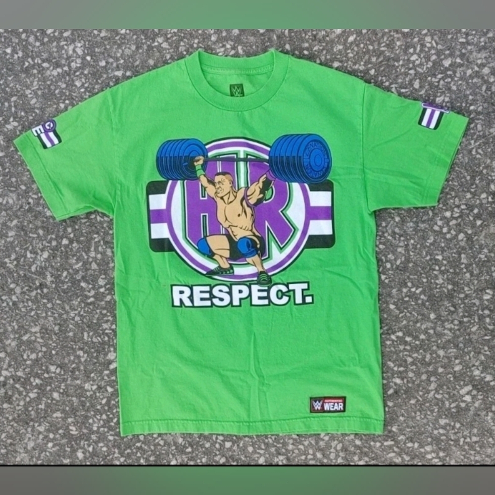Vtg 2018 WWE Authentic John Cena Never Give Up Neon Green T-Shirt Size (M)